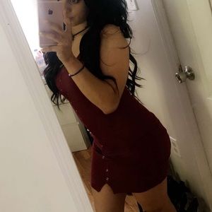 Red Button Up Basic Dress